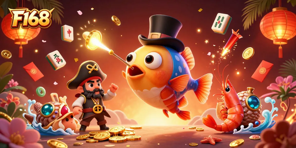 Participate in exciting gambling adventures with F168, featuring vibrant characters in a lively casino scene.
