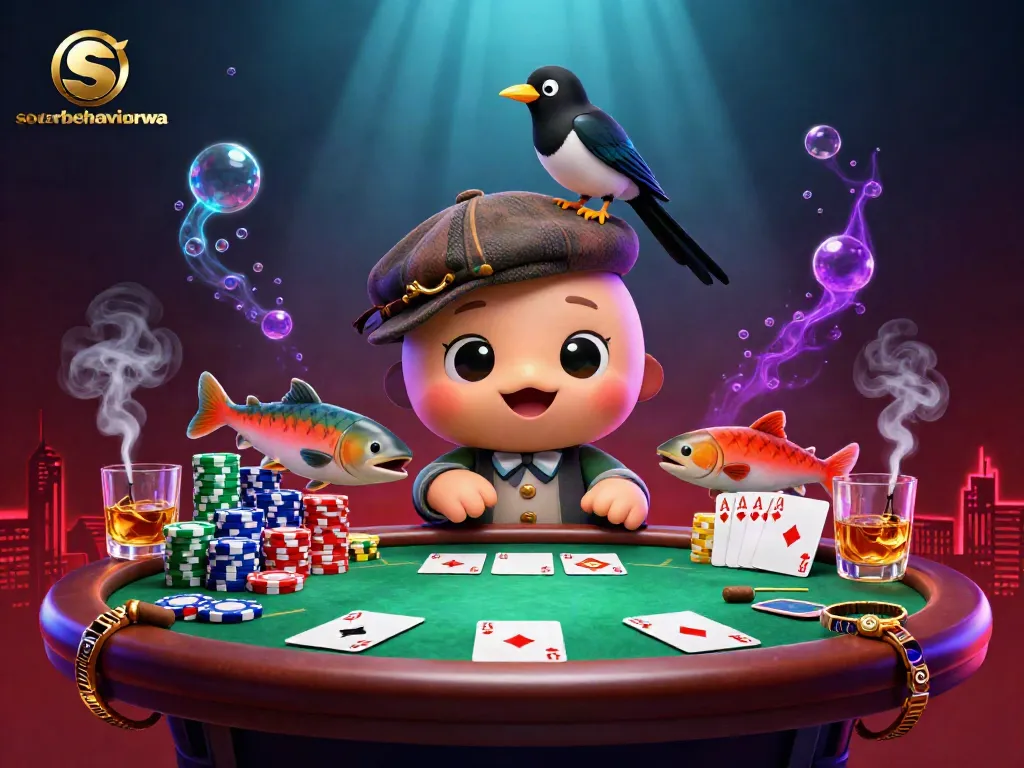 Engage in high-stakes fun with soarbehaviorwa at a vibrant casino scene featuring playful characters!