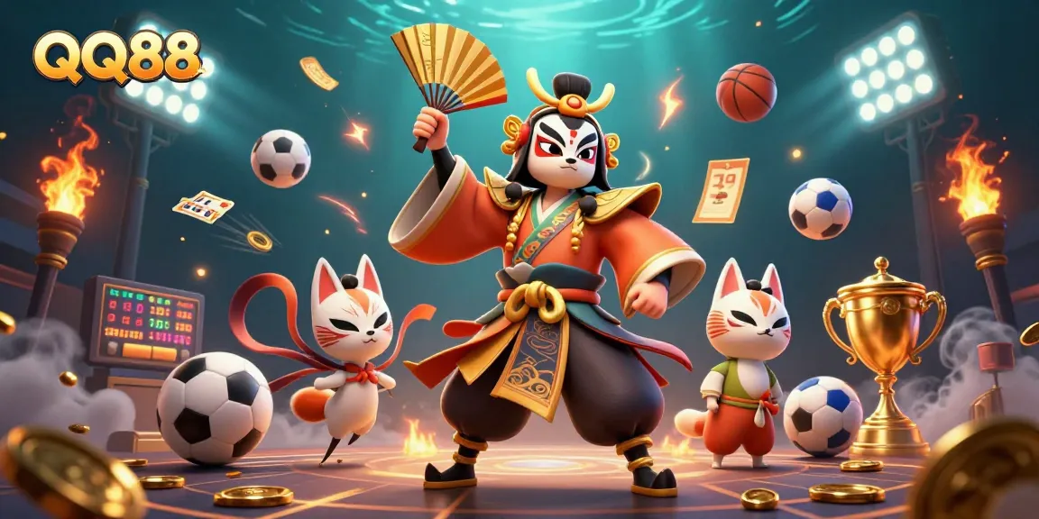 Experience the thrilling gaming world of QQ88 with dynamic characters and vibrant elements showcasing exciting online betting.