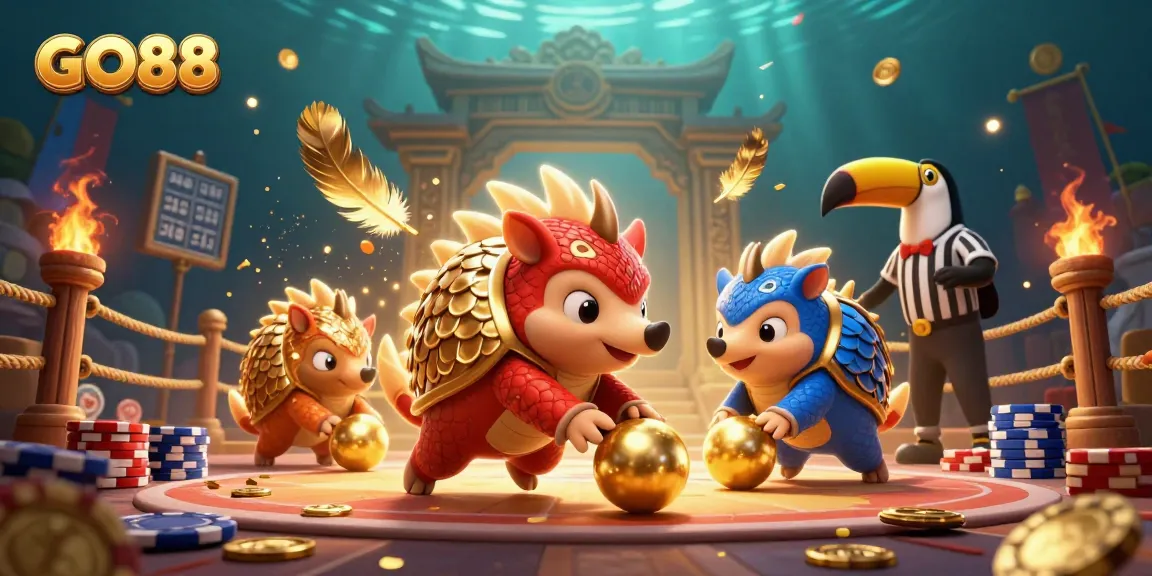 Engage in thrilling gameplay at GO88 with dynamic pangolin characters and poker chip action.